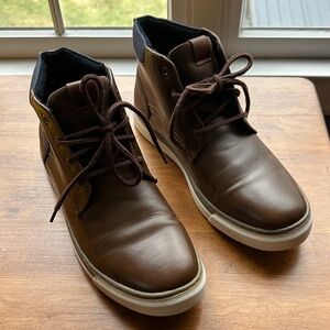 Men's Brown Leather High-Top Shoes Chukka Boots